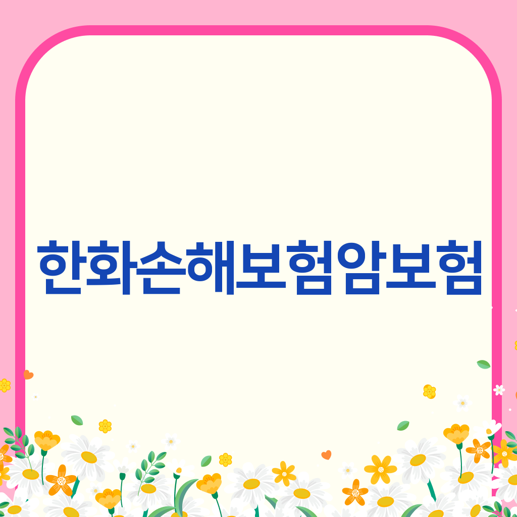한화손해보험암보험