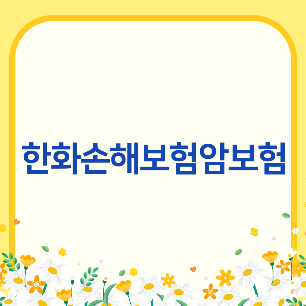 한화손해보험암보험